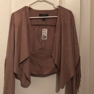 Faux Suede Fringe Jacket